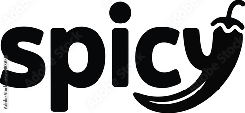 Spicy logo with a chili pepper
