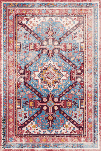 Folk style traditional printed Carpet with trending colors and texture in high resolution

