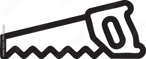 Simple Hand Saw Tool Icon Flat Design Carpentry Equipment Symbol Illustration For Cutting Wood