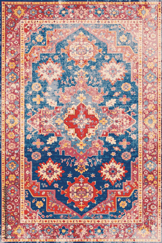 Folk style traditional printed Carpet with trending colors and texture in high resolution
