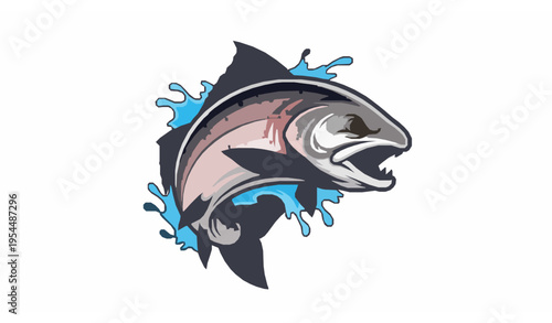 Cute cartoon trout fish mascot logo vector with friendly character design for kids and fishing brands