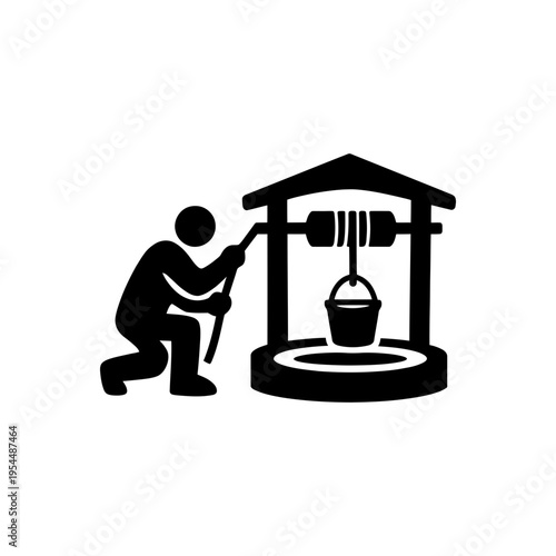 Manual Water Well Extraction Icon