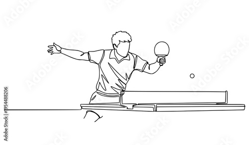 A man playing table tennis with a racket and ball in action