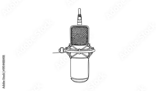 A minimalist vector illustration of a microphone on a stand