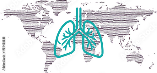 Global Lung Health and Respiratory Disease Concept with World Map and Human Lungs Icon