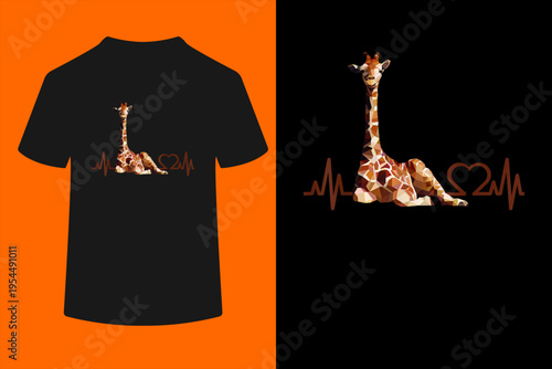 Birthday Giraffe Heartbeat Shirt for Woman Man Kids T-Shirt
