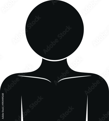 Silhouette icon of a person with collar shirt, representing user profile, account identification, and digital interface design for stock use.