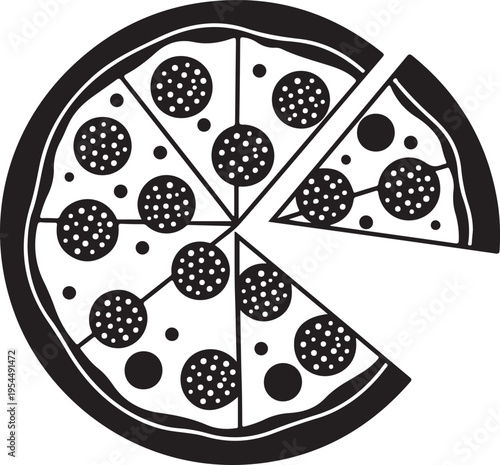 Icon Pizza in flat style isolated on white background. Food silhouette. Vector illustration