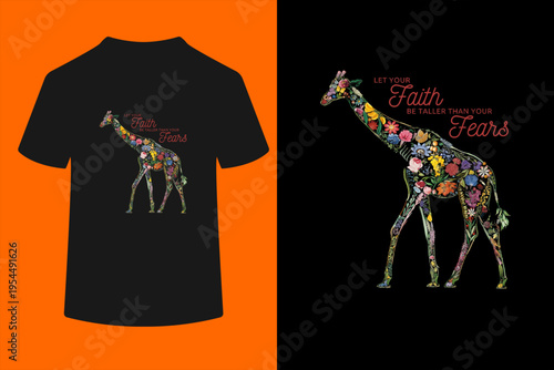 Wildflower Giraffe Let Your Faith Be Taller Than Your Fears T-Shirt

