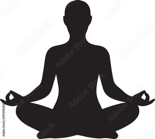 Yogi Yoga Pose Meditation Silhouette Human Vector Design On White Background Silhouette