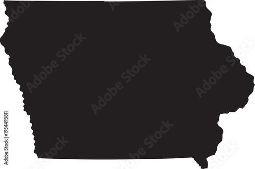 Iowa black map on white background vector