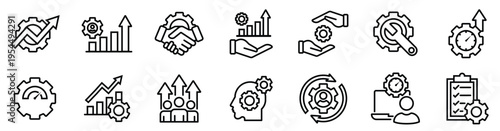 Process Optimization and Workflow Improvement Icon Set