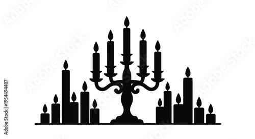 Elegant candelabra and candles displayed as a striking black silhouette