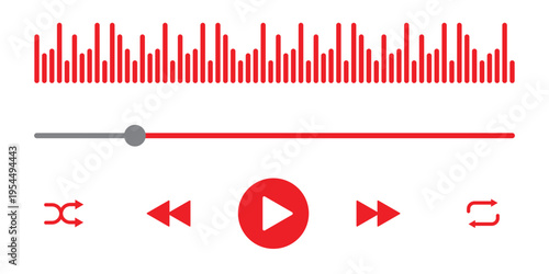 Sound Player UI and Music Control Vector Icons