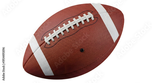 Professional brown leather american football with white stitching and stripes for sport competition
