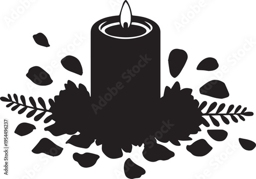 Candle silhouette illustration for romantic decor vector illustration line art