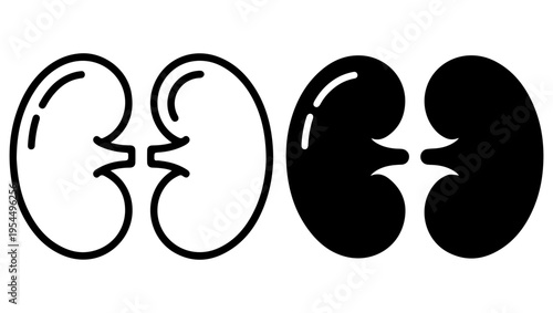 Two pairs of stylized bean shapes one white and one black side by side