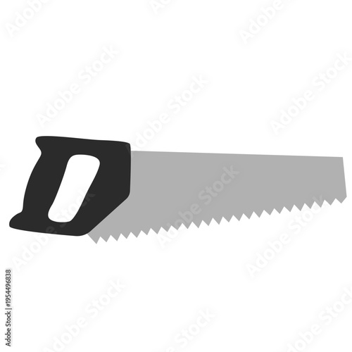 Black hand saw icon for carpentry, labor day, construction tools, cutting wood, skilled trades, professional equipment, building projects, and worker craftsmanship.