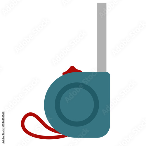 Blue tape measure icon for construction measurement, labor day, building tools, precision work, skilled trades, professional equipment, carpentry projects, or celebrating workers.