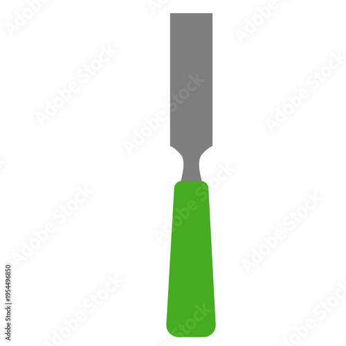 Green chisel icon for woodworking, labor day, carpentry tools, carving work, skilled trades, professional craftsmanship, construction projects, or celebrating workers.