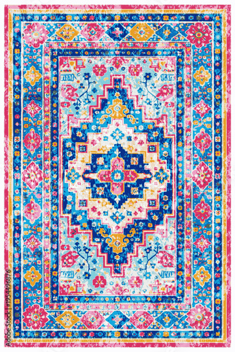 Folk style traditional printed Carpet with trending colors and texture in high resolution
