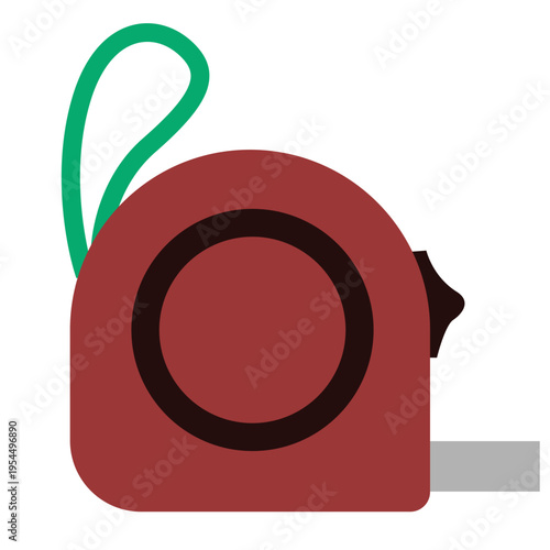 Red tape measure icon for construction, measurement tools, labor day, building projects, carpentry work, professional equipment, skilled trades, or celebrating workers and precision craftsmanship.