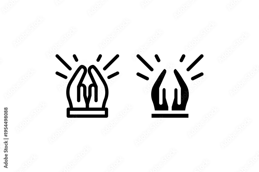 Fototapeta premium Minimal emergency alarm siren icons outline solid set