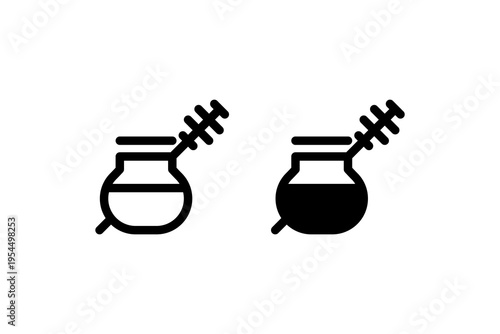Minimal honey jar icons outline and solid set