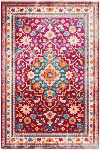 Folk style traditional printed Carpet with trending colors and texture in high resolution
