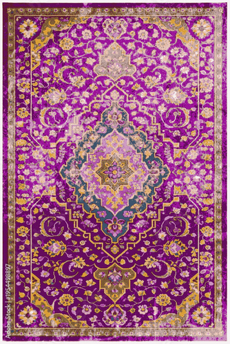 Folk style traditional printed Carpet with trending colors and texture in high resolution
