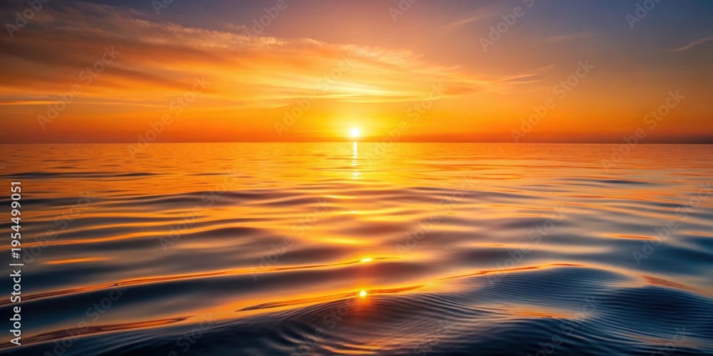 Obraz premium Serene orange water with gentle ripples on its surface, reflecting a warm sunset in the background, orange, ocean, orange