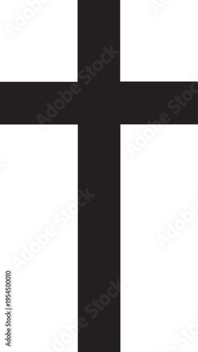 Christian cross vector silhouette illustration, religious symbol line art graphic element