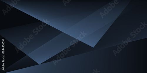 Modern black blue abstract background. Minimal. Color gradient. Dark. Web banner. Geometric shape. 3d effect. Lines stripes triangles.