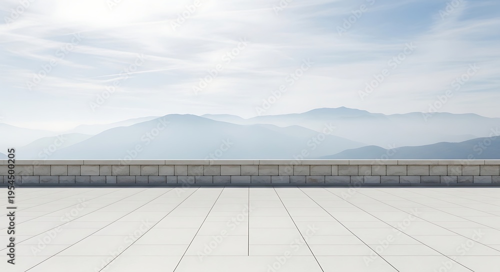 Fototapeta premium Empty concrete terrace with mountain view