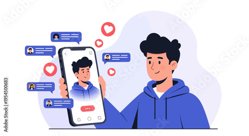 Social media influencer, online content creator, smartphone vector, digital marketing