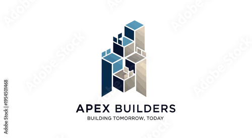 Apex Builders Logo with Abstract Geometric Building Design.