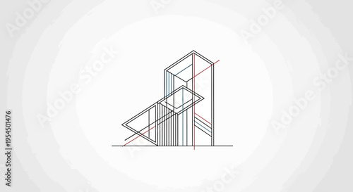 Architectural Sketch of Modern Building Structure.