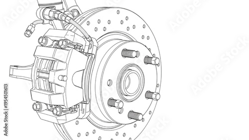 Brake rotor assembly, automotive braking CAD engineering drawing
