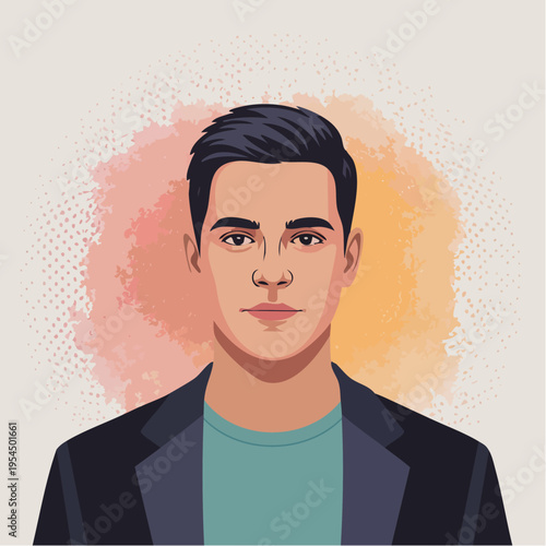 Illustration of a young man in a business casual outfit