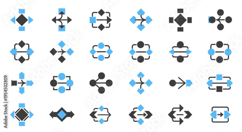 User interface navigation arrows and controls icons set illustration