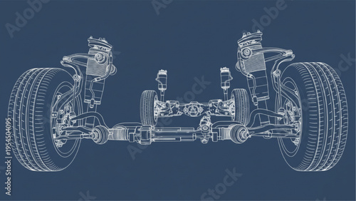 Vehicle suspension blueprint, automotive chassis technical diagram