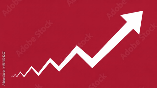 White Arrow Graph Rising Upward On Red Background For Business Growth Concepts