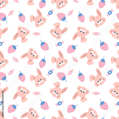 seamless pattern with rabbit animal cute cartoon fabric design	