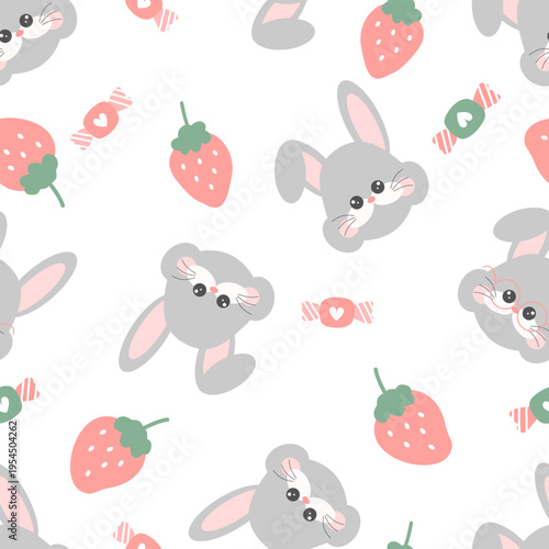 seamless pattern with rabbit animal cute cartoon fabric design	