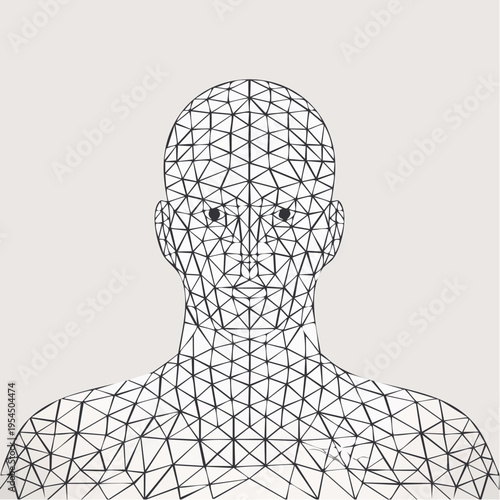 Geometric polygonal human face and upper body illustration