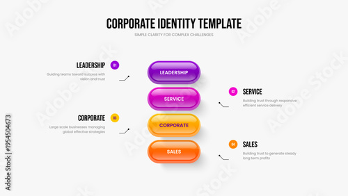 Investor Review Slideshow Layout Vector Illustration. Professional Proposal Four Element Diagram Frame Design. Digital Analysis 4 Step Infographic Presentation Template.