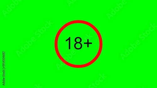 18 plus age restriction badge animation on green screen