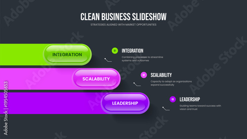 Business Introduction Three Option Diagram Slide Template. Marketing Briefing 3 Element Infographic Frame Design. Professional Showcase Slideshow Layout Vector Illustration.