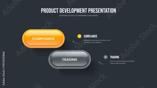 Business Insight Two Element Infographic Frame Layout. Visual Profile 2 Option Diagram Presentation Template. Service Growth Slide Design Vector Illustration.
