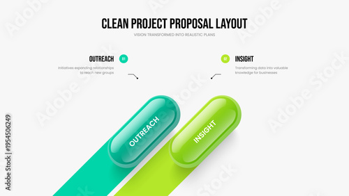 Enterprise Performance 2 Element Diagram Frame Layout. Visual Profile Slide Template Vector Illustration. Modern Innovation Two Option Infographic Presentation Design.